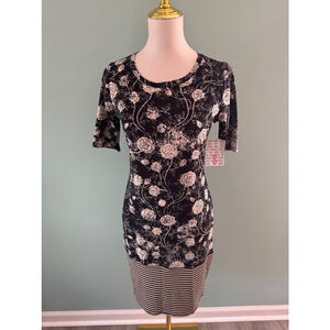 Women's LuLaRoe Julia Dress Size S Black/White Floral & Striped